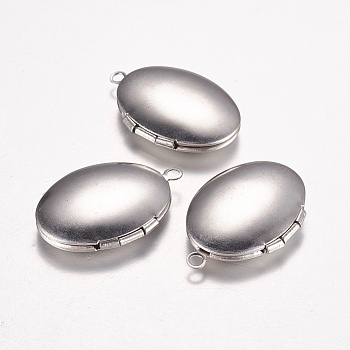 316 Stainless Steel Locket Pendants, Photo Frame Charms for Necklaces, Oval, Stainless Steel Color, 24x16x5mm, Hole: 1.6mm