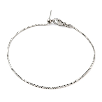 304 Stainless Steel Add a Bead Adjustable Box Chains Bracelets for Women, Stainless Steel Color, 21.4x0.1cm