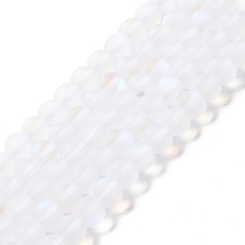 Synthetic Moonstone Beads Strands, Frosted, Round, White, 6mm, Hole: 1mm, about 60~64pcs/strand, 14.76''~15.55''(37.5~39.5cm)