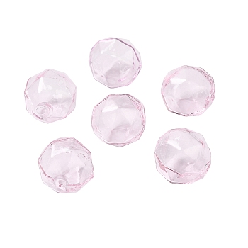 Transparent Glass Beads, Faceted, Round, Pearl Pink, 16x15.5x17mm, Hole: 1.6mm