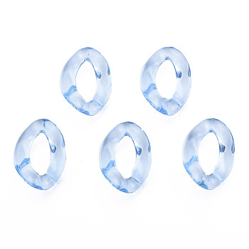 Transparent Acrylic Linking Rings, Quick Link Connectors, for Curb Chains Making, Twist, Light Steel Blue, 23x17x4.5mm, Inner Diameter: 13.5x7mm