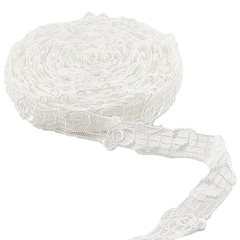 Polyester Embroidery Lace Trim, Musical Note Pattern, White, 1/2~3/4 inch(13~19mm), about 10 yards/roll