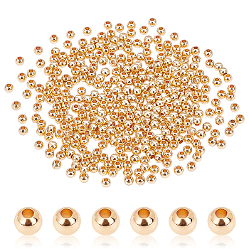 Elite Brass Beads, Long-Lasting Plated, Rondelle, Real 14K Gold Plated, 3x2.5mm, Hole: 1.2mm, 300pcs/box