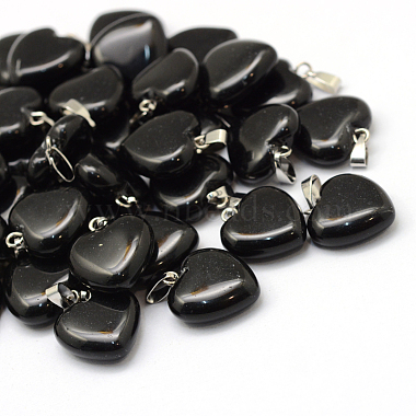 Platinum Heart Black Stone Pendants