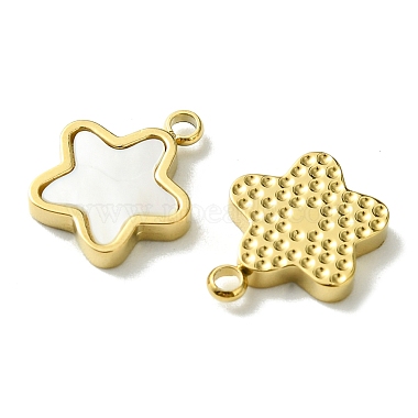 Ion Plating(IP) 304 Stainless Steel Pave Shell Star Charms(FIND-Z028-26G)-2