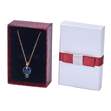 Kraft Cotton Filled Rectangle Cardboard Jewelry Set Boxes with Bowknot(X-CBOX-N006-03)-7