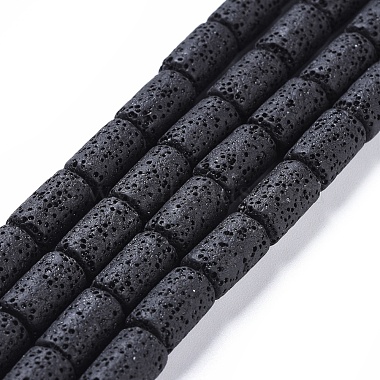 14mm Black Column Lava Beads