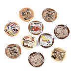 Food Newspaper Theme Resin Cabochons, Coffee Shop Basket, Mixed Color, 49x48.5x13mm(RESI-C075-01)