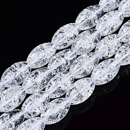 Transparent Crackle Glass Beads Strands, Oval, Clear, 13x8mm, Hole: 1.2mm, about 30pcs/strand, 15.75''(40cm)(GLAA-S192-B-010A)
