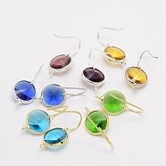 Brass Glass Earring Hooks, with Horizontal Loop, Mixed Color, 27x13x6mm, Hole: 2mm, 19 Gauge, Pin: 0.9mm(KK-L120-M)