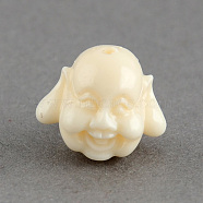 Synthetic Coral Beads, Dyed, Buddha Head, Cornsilk, 12x14x11mm, Hole: 1.5mm(CORA-S002-13)