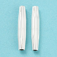 Eco-friendly Brass Beads, Cadmium Free & Lead Free, Long-Lasting Plated, Corrugated Column, 925 Sterling Silver Plated, 22x4mm, Hole: 2mm(KK-M257-08A-S)