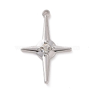 Rack Plating Alloy Clear Glass Pendants, Cadmium Free & Lead Free & Nickle Free, Faceted, Star Charms, Platinum, 34x23x4mm, Hole: 1.4mm(FIND-I037-06P-01)