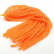 Dyed Natural White Jade Round Bead Strands, Orange, 8mm, Hole: 1mm, about 46pcs/strand, 14.9 inch(G-J268-8mm-05)