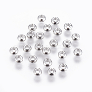 Brass Spacer Beads, Rondelle, Platinum, 4x2mm, Hole: 2mm(KK-J270-99P)