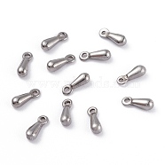 Original Color End Piece 304 Stainless Steel Teardrop Charms Pendants, 7.5x2.5x2.3mm, Hole: 1mm(X-STAS-G029-1)