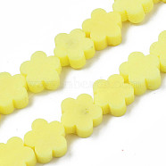 Handmade Polymer Clay Bead Strands, Flower, Yellow, 9~10x9~10x4~4.5mm, Hole: 1.6mm, about 36~40pcs/strand, 13.58 inch~14.57 inch(34.5~37cm)(CLAY-N011-023-01H)