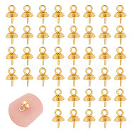 60Pcs Vacuum Plating 304 Stainless Steel Cup Pearl Peg Bails Pin Pendants, For Half Drilled Beads, Golden, 8x5mm, Hole: 1.8mm, Pin: 0.7mm(STAS-UN0053-59)