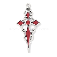 Rack Plating Alloy Enamel Pendants, with Rhinestone, Cadmium Free & Nickel Free & Lead Free, Sword, FireBrick, 47x21.5x3.5mm, Hole: 2mm(PALLOY-F018-29AS-02)