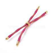 Nylon Cord Silder Bracelets, for Connector Charm Bracelet Making, with Rack Plating Golden Brass Findings, Long-Lasting Plated, Cadmium Free & Lead Free, Camellia, 8-5/8~9 inch(22~22.8cm), 0.3cm, Hole: 2.6mm(MAK-C003-03G-11)