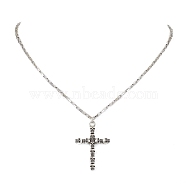 304 Stainless Steel Venetian Chain Necklaces for Women, Halloween Skull Cross Alloy Pendant Necklaces, Antique Silver & Stainless Steel Color, 18.35 inch(46.6cm)(NJEW-JN04982)