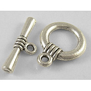 Tibetan Silver Toggle Clasps, Lead Free, Cadmium Free and Nickel Free, Antique Silver, Ring: 18x13.8x2.5mm, Bar: 19x6x2.8mm, Hole: 2mm(X-LF1220Y-NF)
