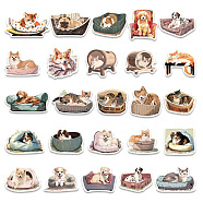 50Pcs Waterproof PVC Dog Cat Stickers Set, Adhesive Label Stickers, for Water Bottles, Laptop, Luggage, Cup, Computer, Mobile Phone, Skateboard, Guitar Stickers, Mixed Color, 53.7x52.1mm(PW-WG21349-01)