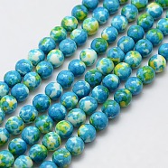 Synthetic Ocean White Jade Beads Strands, Dyed, Round, Dodger Blue, 6mm, Hole: 1mm, about 66pcs/strand, 15.74 inch(G-L019-6mm-06)
