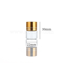 Clear Glass Bottles Bead Containers, Screw Top Bead Storage Tubes with Aluminum Cap, Column, Golden, 2.2x3cm, Capacity: 5ml(0.17fl. oz)(CON-WH0085-77A-02)