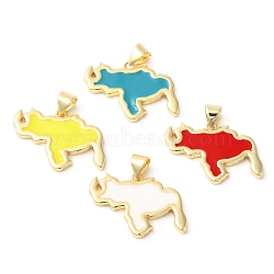 Eco-Friendly Rack Plating Brass Enamel Pendants, Long-Lasting Plated, Lead Free & Cadmium Free, Real 18K Gold Plated, Map Charm, Mixed Color, 16x20x2mm, Hole: 5x3.5mm(KK-R143-03)