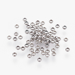 316 Surgical Stainless Steel Crimp Beads, Rondelle, Stainless Steel Color, 1.9mm, Hole: 1mm, ahout 900pcs/10g(X-A-STAS-P221-25P)