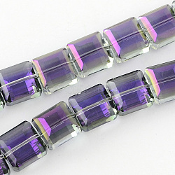 Electroplate Faceted Transparent Glass Beads Strands, Square, Lilac, 13x13x7.5mm, Hole: 2mm, about 40pcs/strand, 19.6 inch(EGLA-S087-06)
