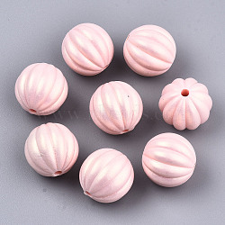 Spray Painted Acrylic Beads, Rubberized Style, Pumpkin, Pink, 17x16.5mm, Hole: 2mm, about 205pcs/500g(MACR-T037-04D)