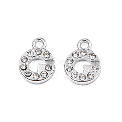 304 Stainless Steel Charms, with Crystal Rhinestone, Letter, Letter.G, 10~10.5x2~8x2mm, Hole: 1.2mm(STAS-N095-137G)