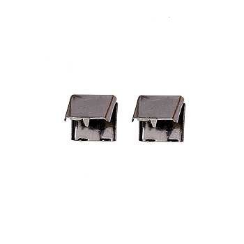 Brass Ribbon Crimp Ends, Long-Lasting Plated, Gunmetal, 8x8mm