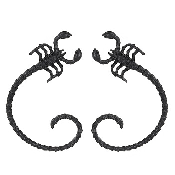 Alloy Stud Earrings, Scorpion Climber Wrap Around Earrings, Black, 54x42mm