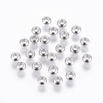 Brass Spacer Beads, Rondelle, Platinum, 4x2mm, Hole: 2mm