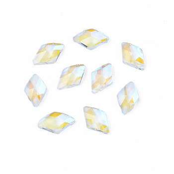 Glass Rhinestone Cabochons, Nail Art Decoration Accessories, Faceted, Rhombus, Clear AB, 8x5x2mm