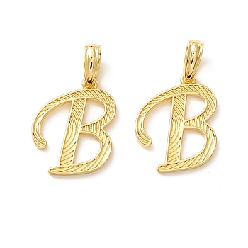 Rack Plating Eco-Friendly Brass Letter Pendants, Real 18K Gold Long-Lasting Plated, Cadmium Free & Lead Free, Letter.B, 20x16x1.3mm, Hole: 6.5x3.3mm
