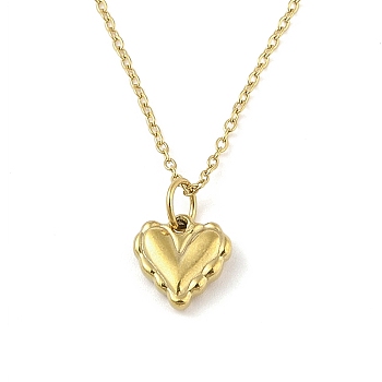 Ion Plating(IP) 304 Stainless Steel Pendant Necklaces for Women, Heart, Real 18K Gold Plated, 18.07 inch(45.9cm)