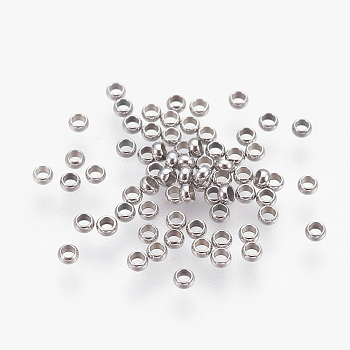 316 Surgical Stainless Steel Crimp Beads, Rondelle, Stainless Steel Color, 1.9mm, Hole: 1mm, ahout 416pcs/5g