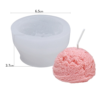 DIY Candle Silicone Molds, for Candle Making, Food Grade Silicone, Half Round, White, 3.7x6.5cm