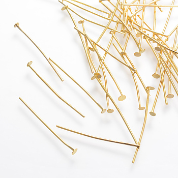 Jewelry Findings, Cadmium Free & Lead Free, Iron Flat Head Pins, Golden, 30x0.75~0.8mm, about 6600~6700pcs/1000g