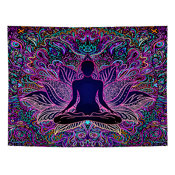 Polyester Yoga Theme Wall Hanging Tapestry, Meditation Tapestry for Bedroom Living Room Decoration, Rectangle, Dark Orchid, 1300x1500mm