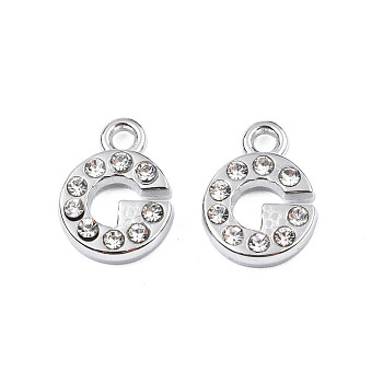 304 Stainless Steel Charms, with Crystal Rhinestone, Letter, Letter.G, 10~10.5x2~8x2mm, Hole: 1.2mm