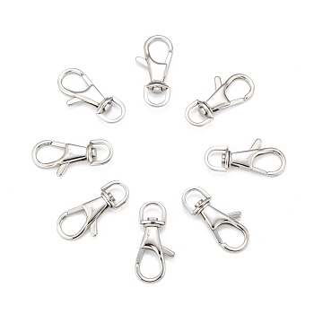 Polished 316 Surgical Stainless Steel Large Lobster Claw Swivel Clasps, Swivel Snap Hooks, Stainless Steel Color, 35x17x4.5mm, Hole: 6x8mm