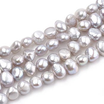 Natural Cultured Freshwater Pearl Beads Strands, Two Sides Polished, Nuggets, Dyed, Thistle, 5~7x5~6x3.5~4.5mm, Hole: 0.5mm, about 65pcs/strand,  14.17 inch(36cm)