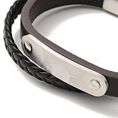 Microfiber Leather Braided Double Loops Multi-strand Bracelet with 304 Stainless Steel Magnetic Clasp for Men Women(BJEW-C021-13-P)-5