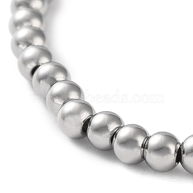 316 Surgical Stainless Steel Round Beaded Stretch Bracelets(BJEW-M305-01B-P)-2