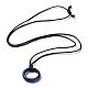 collier pendentif bague en lapis-lazuli naturel avec cordons cirés(NJEW-R262-01A-04)-2